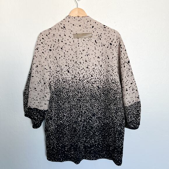 KIYO Jacket Womans Large Art to Wear Splatter Long Sleeve Textured Tan Black - Picture 2 of 6